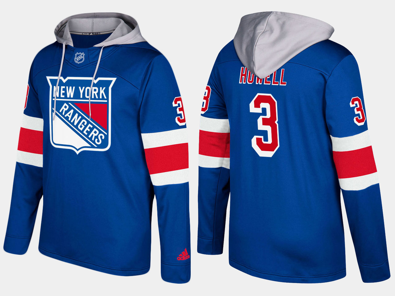 Men NHL New York rangers #3 retired harry howell blue hoodie